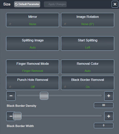 Scan Wizard Size Function