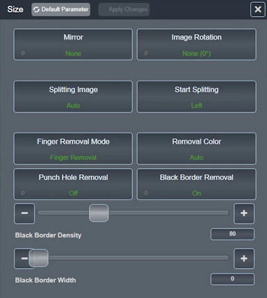 Scan Wizard Size Function