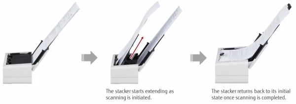 Ricoh fi-800R scanner stacker sideview
